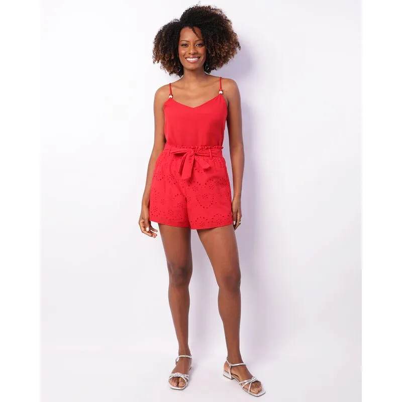 Short Feminino Berry & Co. Laise Amarração Vermelho G