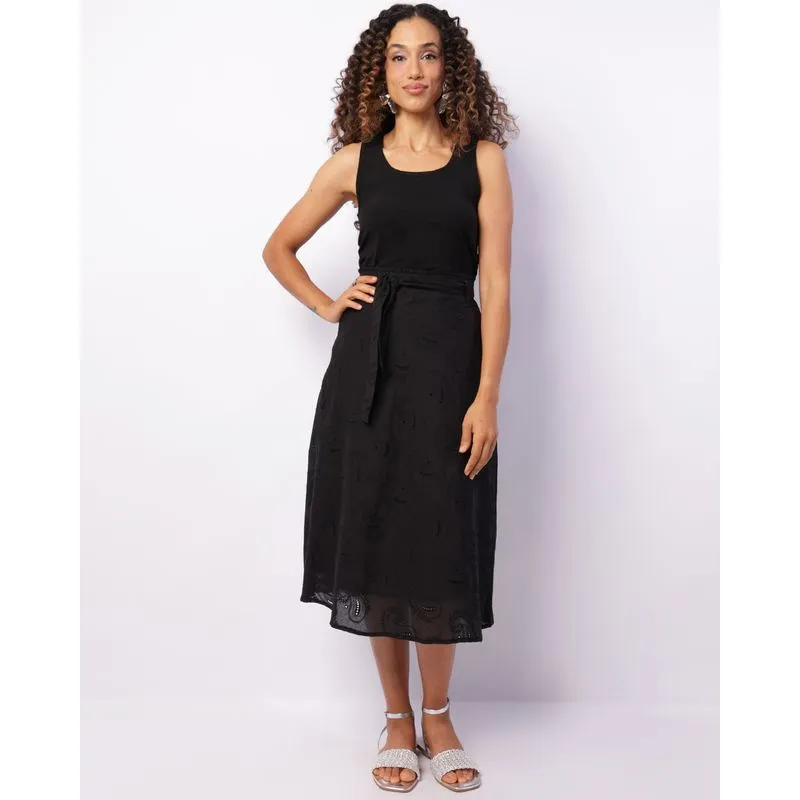 Saia Feminina Midi Berry & Co. Laise Com Faixa Preta P
