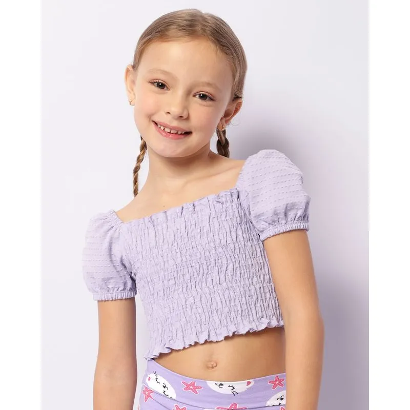 Blusa Infantil Cropped Lastex Texturizada Lilás 8