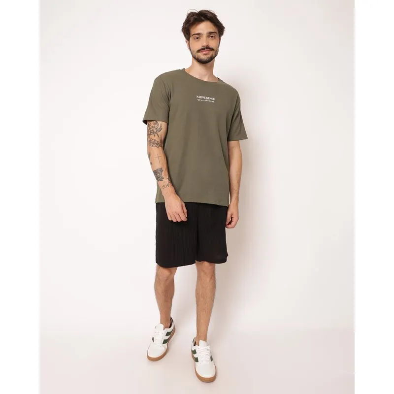 Bermuda Masculina Reta Texturizada Preta PP