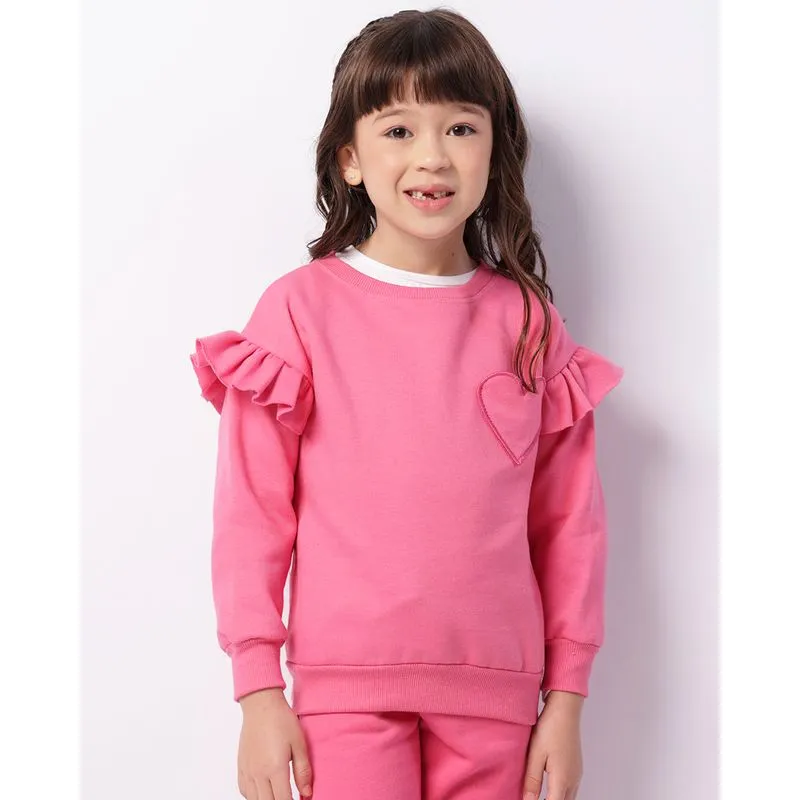 Blusão Moletom Infantil Bolso Frontal Bordado Rosa 10
