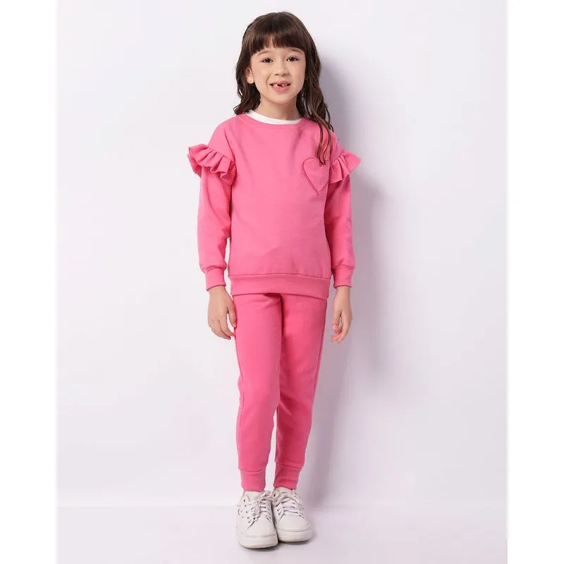 Calça Moletom Infantil Jogger Peluciada Com Bolsos Rosa 4