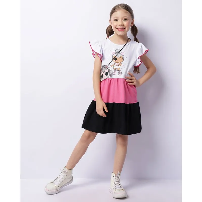 Vestido Infantil Lol Surprise + Brinde Bolsinha Branco 10