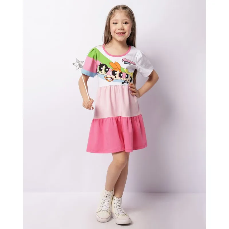 Vestido Infantil As Meninas Super Poderosas + Brinde Varinha De Glitter Branco 8