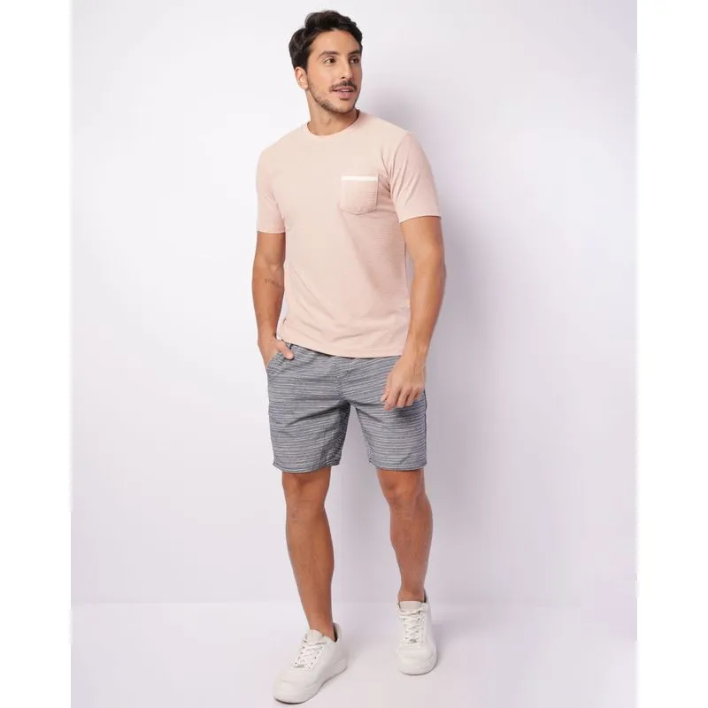 Bermuda Sarja Masculina Reta Listrada Marinho P