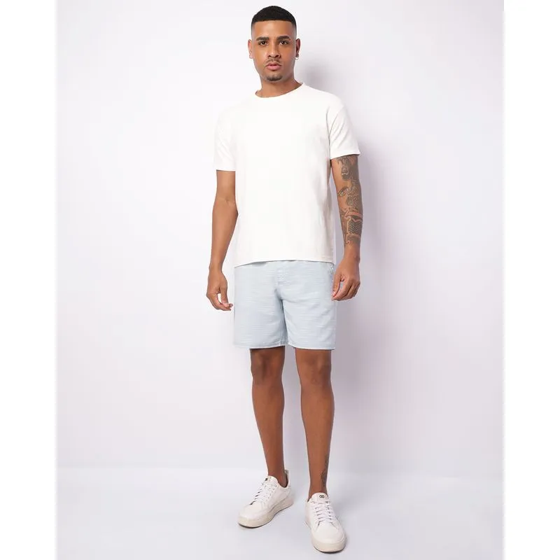 Bermuda Sarja Masculina Reta Listrada Com Cordão Azul M
