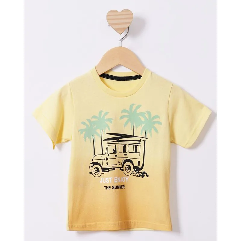 Camiseta Bebê Estampa Tropical Degradê Amarela 3