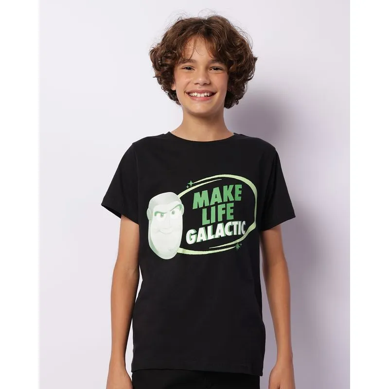 Camiseta Juvenil Disney Toy Story Manga Curta Preta 10