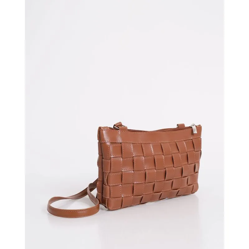 Bolsa Baguete Trançada Com Alça Marrom UN