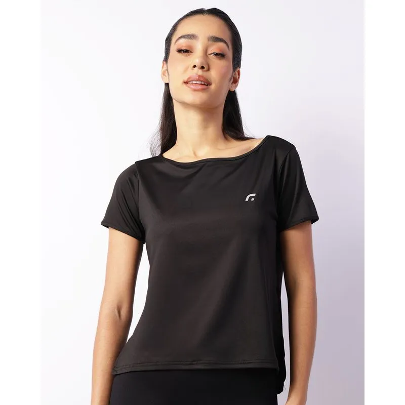 Blusa Fitness Feminina Fitter Fenda Preta GG