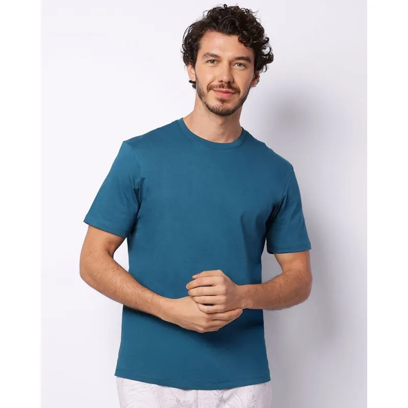 Camiseta Masculina Premium Manga Curta Azul GG