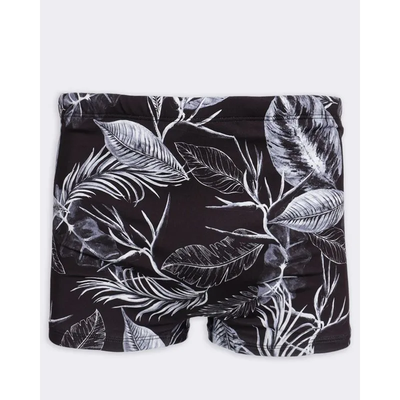 Sunga Boxer Masculina Estampa Folhagens Preto M