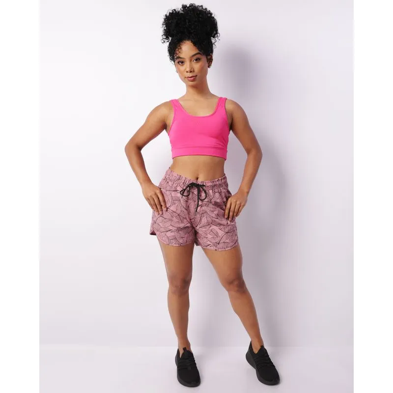 Short Fitness Feminino Boxer Fitter Estampado Rosa M