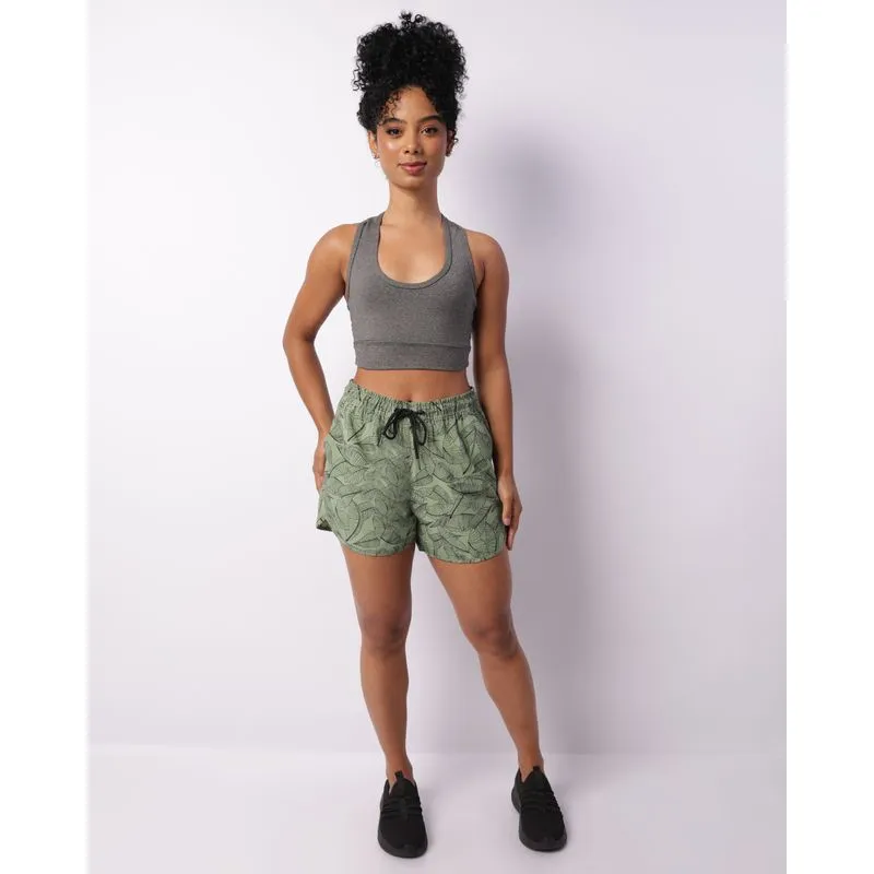 Short Fitness Feminino Boxer Fitter Estampado Verde G