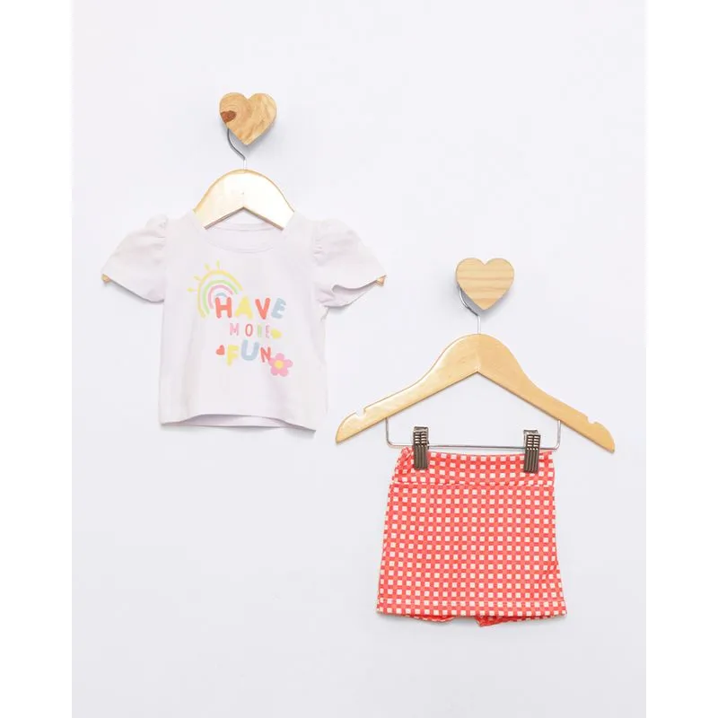 Conjunto Bebê Curto Estampa Frontal Branco P