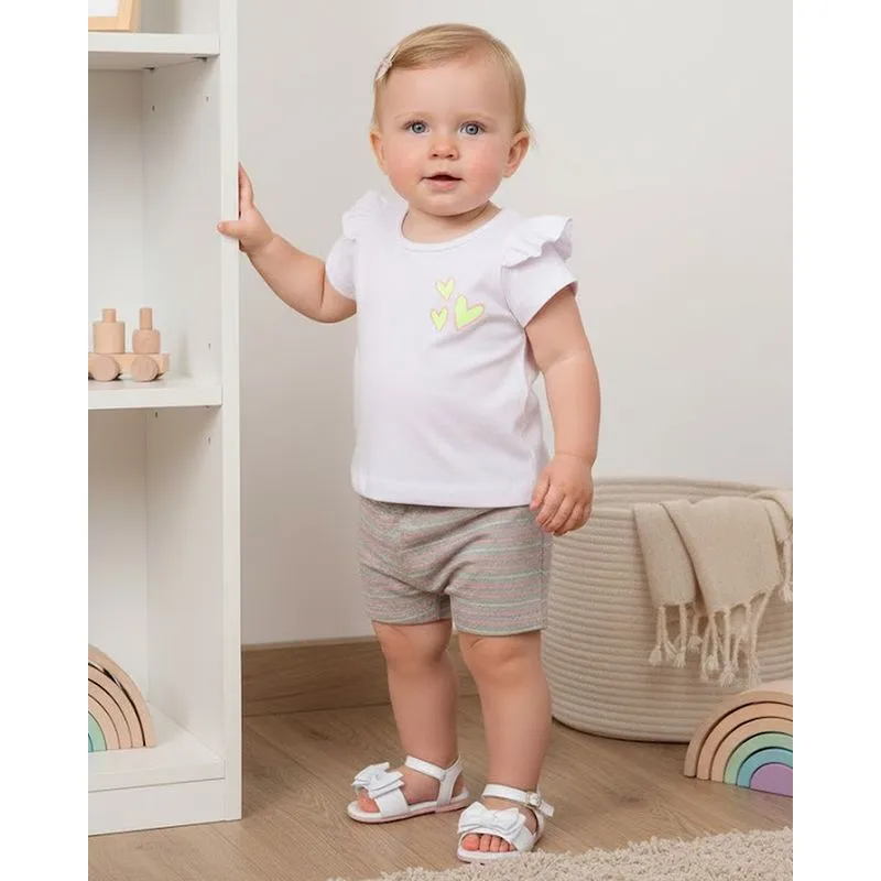 Conjunto Bebê Curto Bordado Coração Branco M