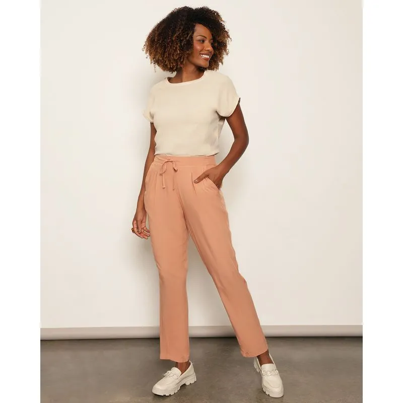 Calça Feminina Reta Viscose Com Bolso Bege G