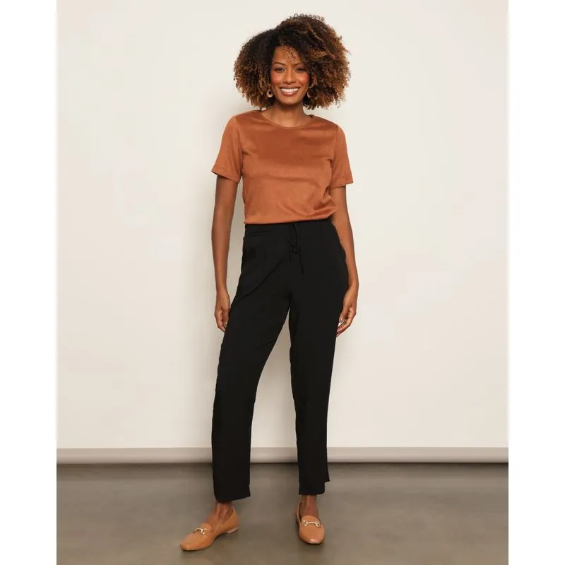 Calça Feminina Reta Viscose Com Bolso Preta P