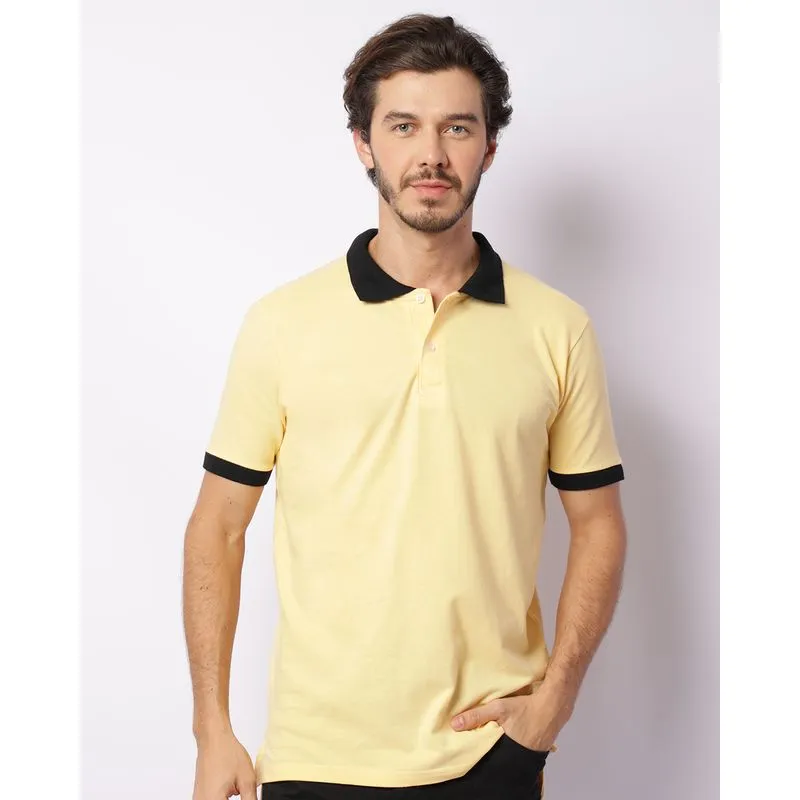 Camisa Polo Masculina Piquet Básica Manga Curta Amarela P