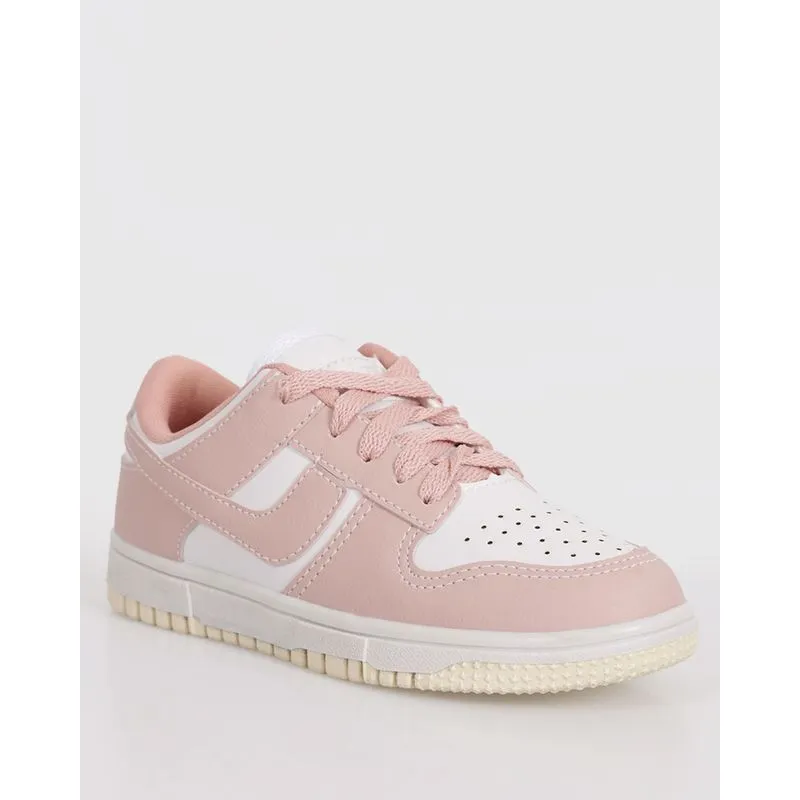 Tênis Infantil Casual Com Recortes Rosa 32
