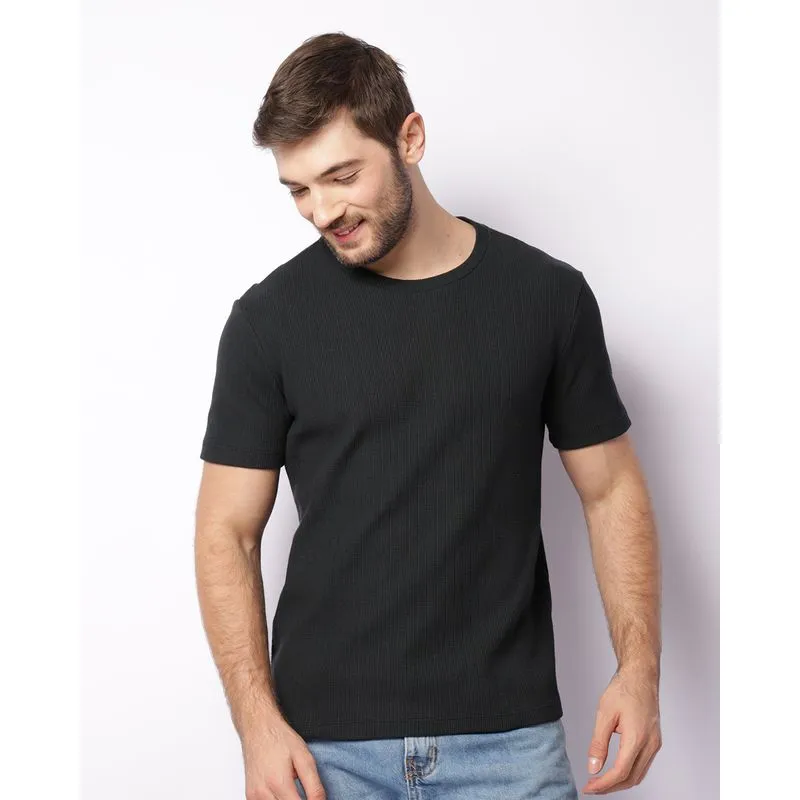 Camiseta Masculina Texturizada Manga Curta Preta M