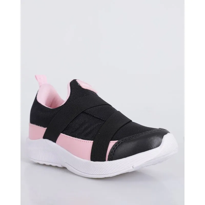 Tênis Infantil Casual Slip On Com Recortes Preto 30