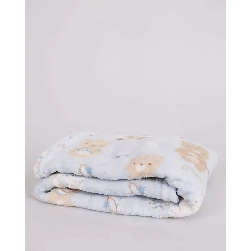 Cobertor Bebê Camesa 80cm X 110cm Estampa Ursinho Azul UN