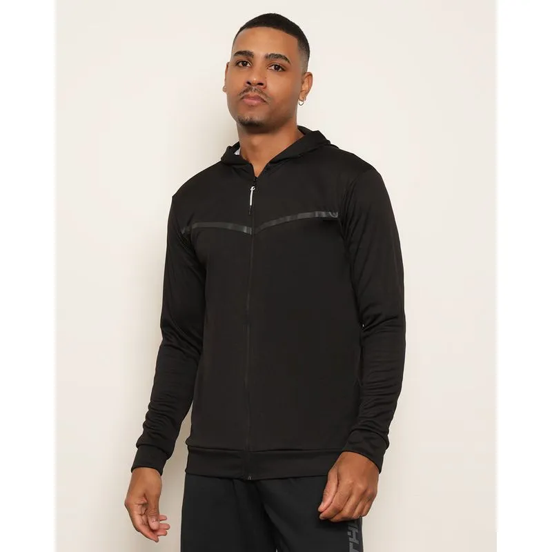 Jaqueta Masculina Esportiva Helanca Dry Fit Com Capuz Preta GG