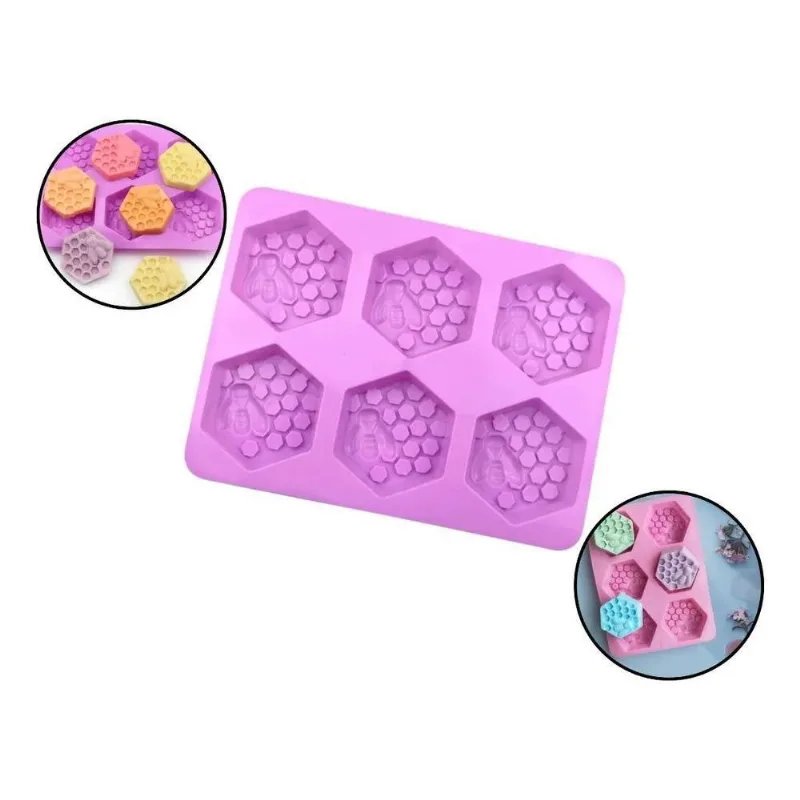 2x Molde Silicone Forma Abelha Comeia Sabonete Artesanal 6 C