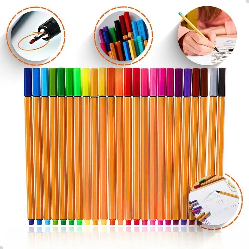 2x Kit 24 Cores Canetas Coloridas Esferográficas Ponta Fina