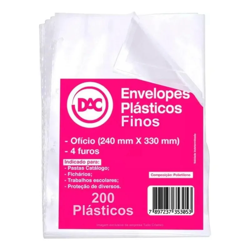 Saquinho Plástico A4 Ofício Fino 0.06 Mm - 4 Furos 200 Un.