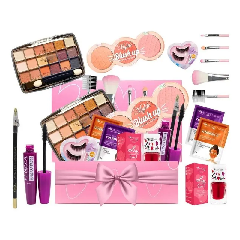 3x Kit Maquiagem Presente Completo Adolescentes Amiga Namora