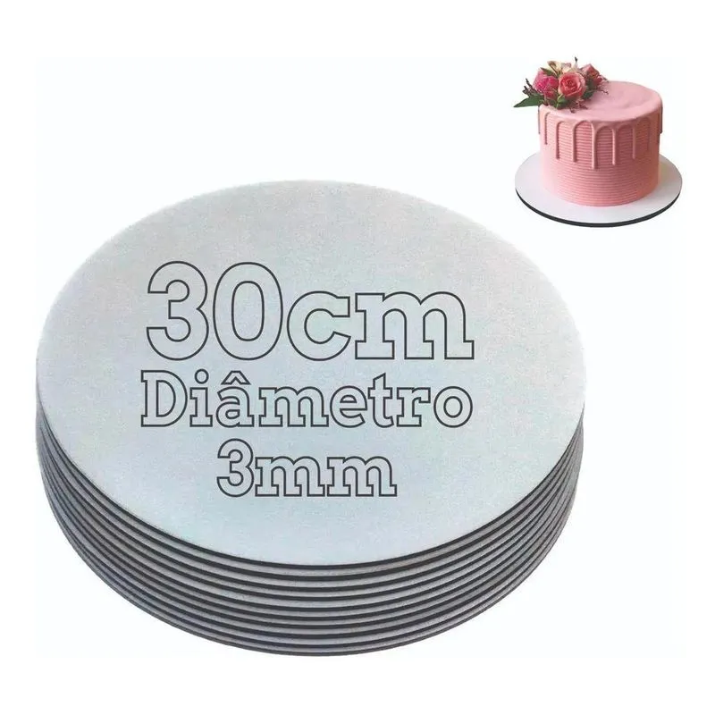 10x Cake Board 30cm Tabuleiro Prato De Bolo Mdf Kit Com 10