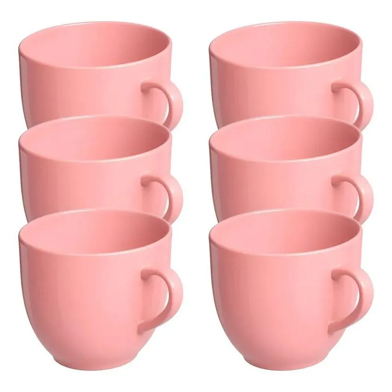 Jogo 6 Xicara Café Chá Porcelana 170ml Colorida