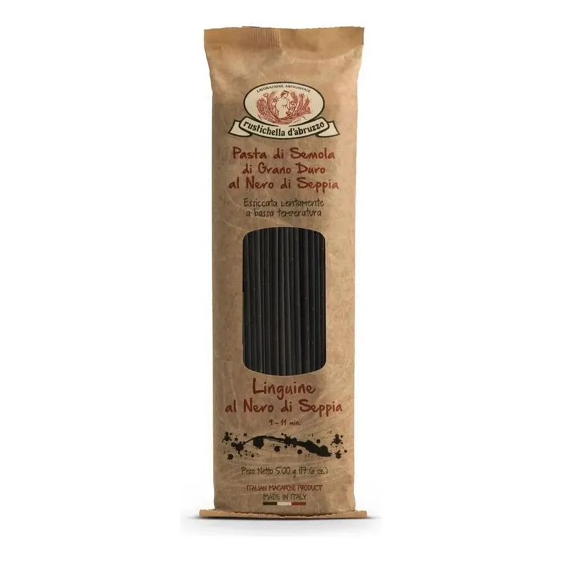 5x Macarrão Italiano Rustichella Linguine Al Nero Di Seppi