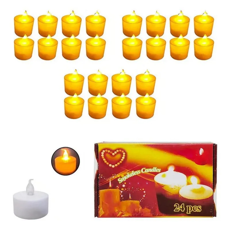 5x Kit 24 Velas Decorativas Eletrônicas De Led + Baterias +