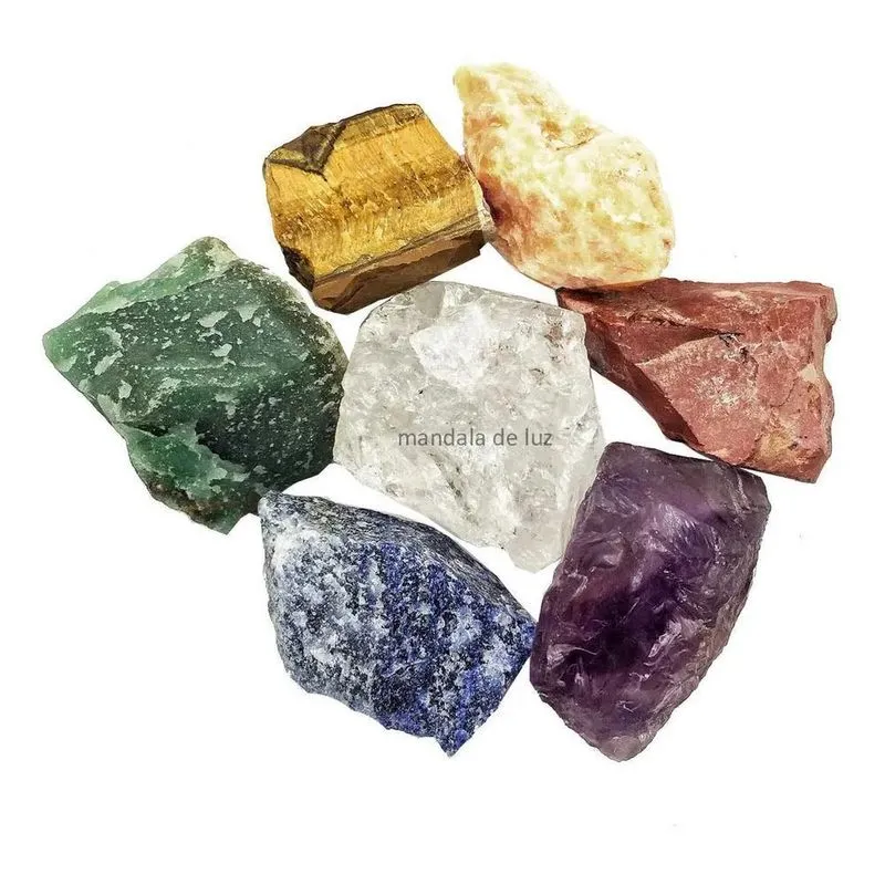 10x Kit Misto De 7 Pedras Chakras Brutas 100% Naturais Comb