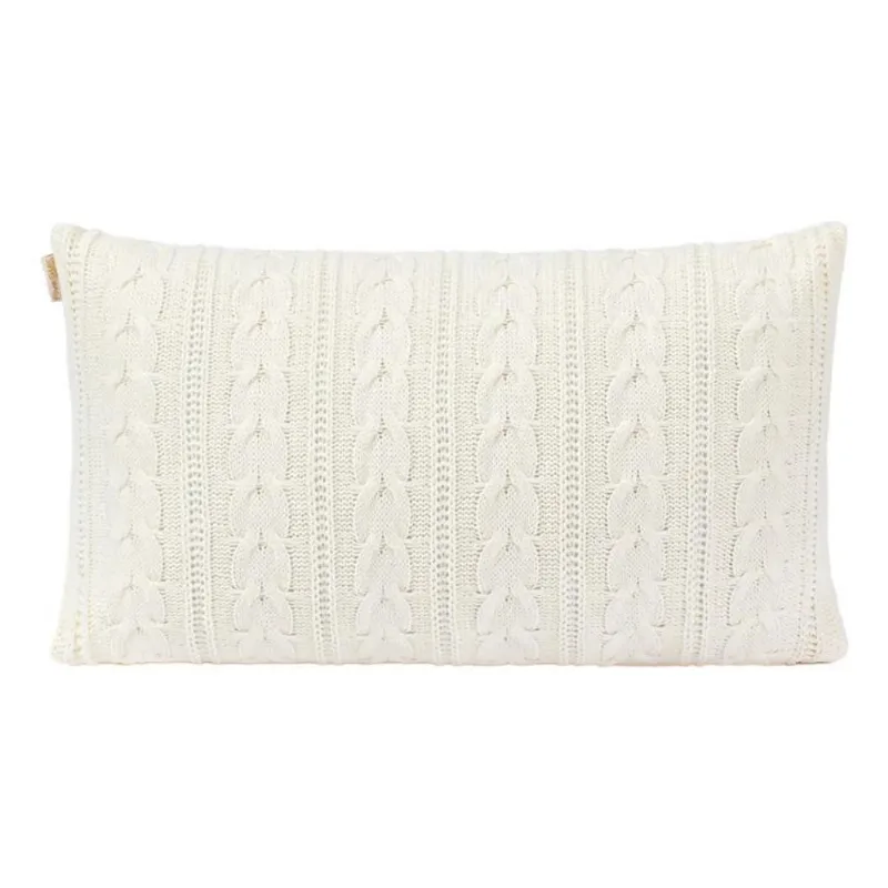 Capa De Almofada Tricot 60x40cm C/zíper Sofa Tric Off White