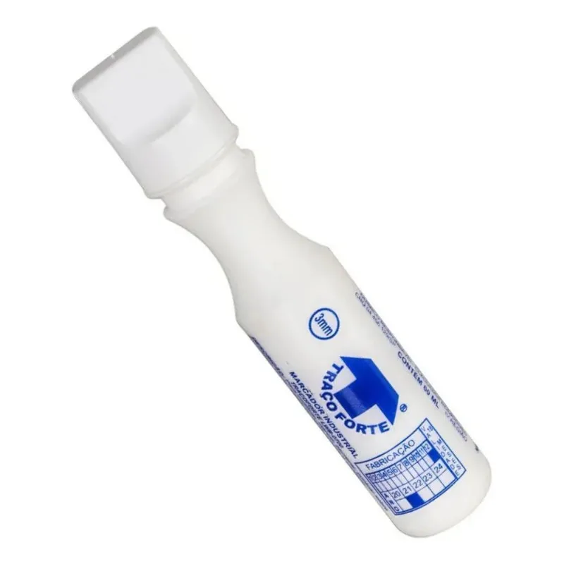5x Marcador Industrial 60ml 3mm Branco Traço Forte Baden