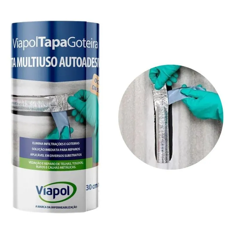 Fita Aluminio Multiuso Manta Autoadesiva 30cm Viapol Telhado