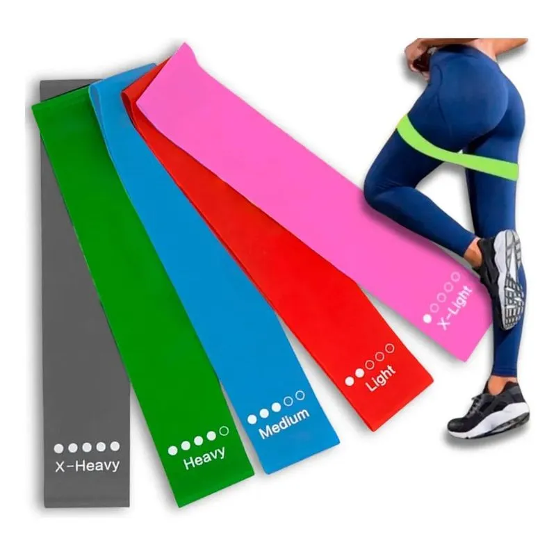 5x Kit 5 Faixa Elástica Super Mini Band Para Treino Exercíci