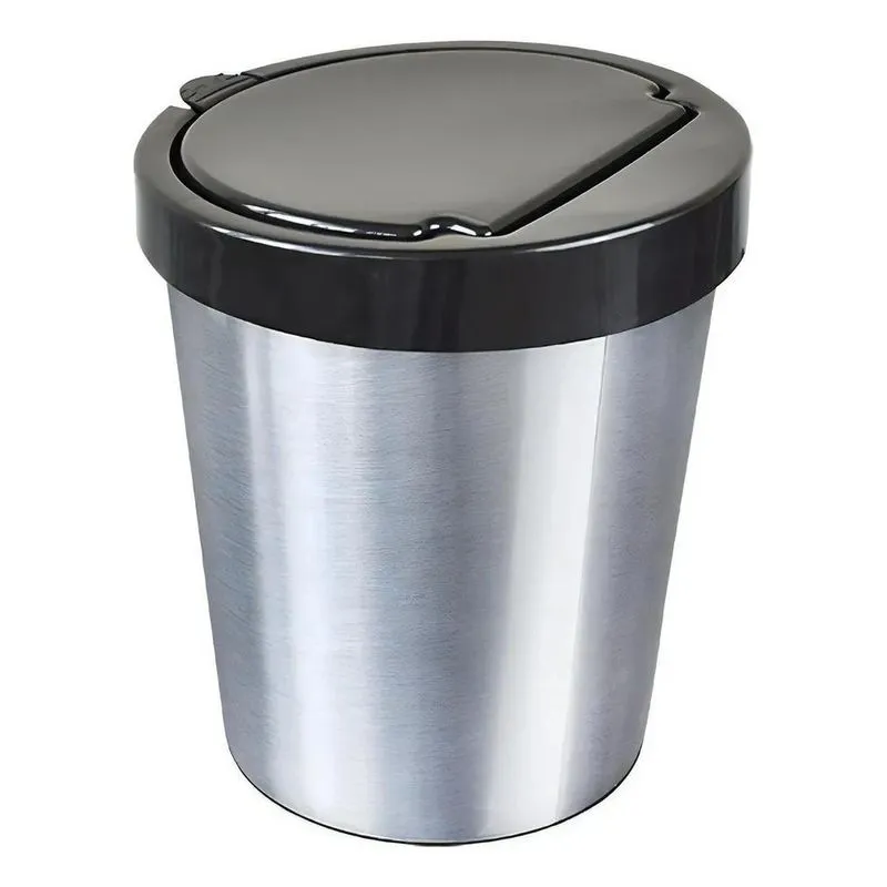 Lixeira Cesto Redonda 10 Litros Inox Tampa Click Label Cor P