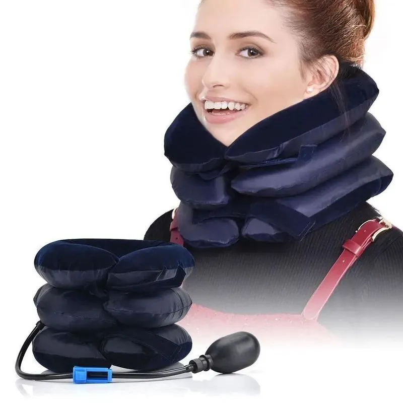 Dispositivo De Tração Yeet Suporte Pescoço Colar Almofada Inflável Marrom Para Alívio De Dores