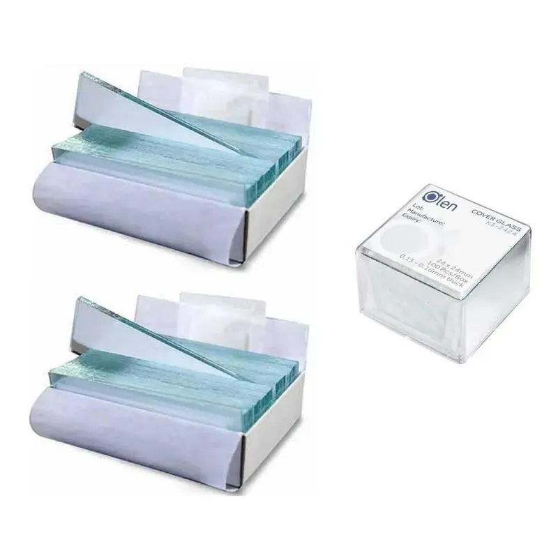 10x Kit 100 Lâminas + 100 Lamínulas 24x24mm Para Microscópi