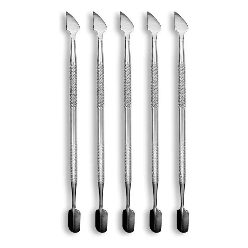 Kit 5 Espátula Dupla Empurrador Inox Profissional Manicure
