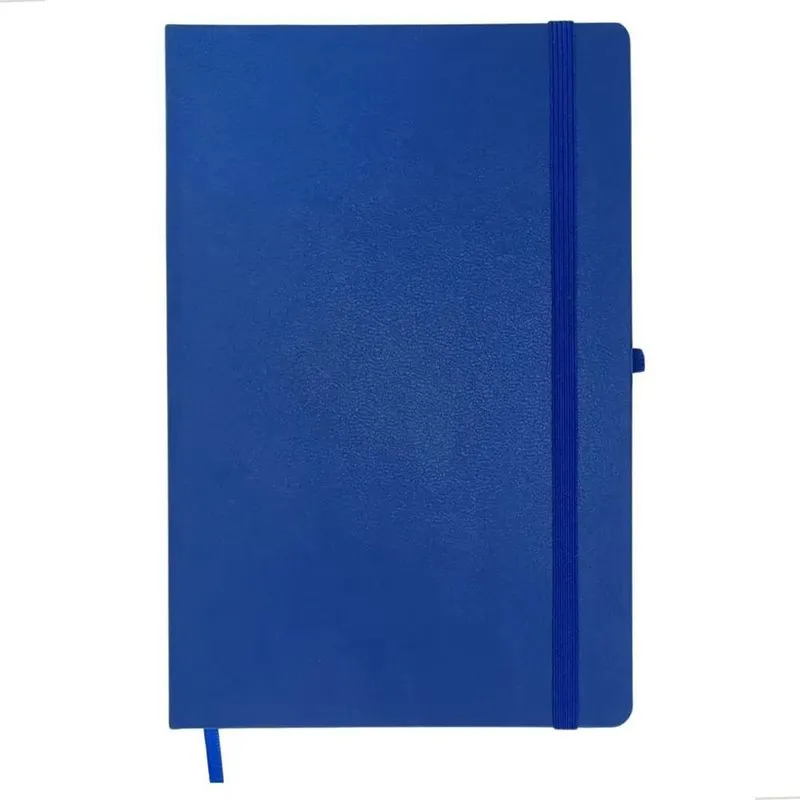 Caderneta Anotação A5 Executiva Tipo Moleskin Azul Sem Pauta