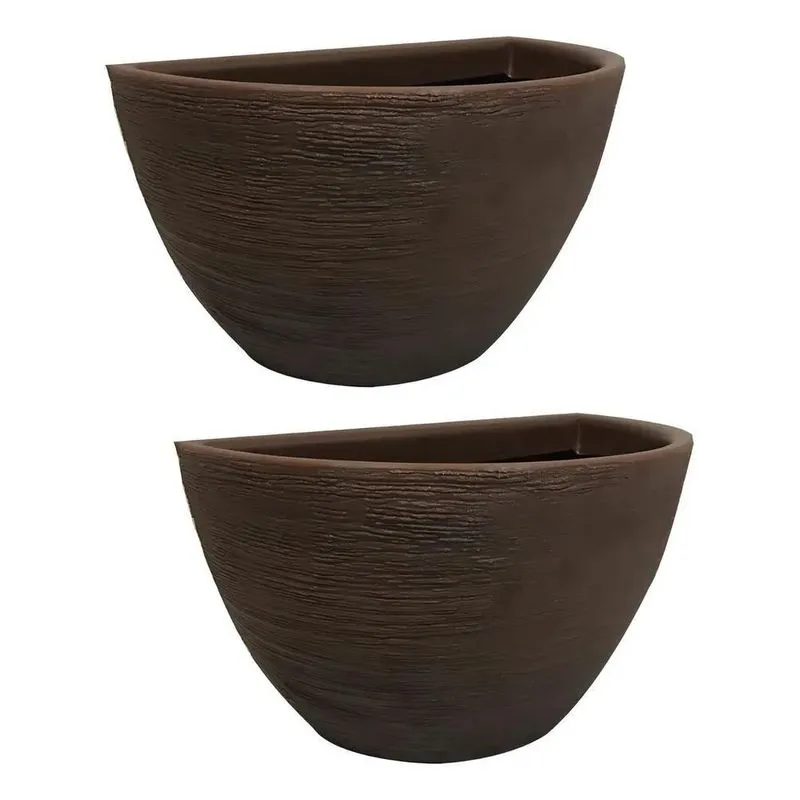 2x Kit 2 Meio Vasos De Parede 33cm Grande Para Plantas Textu