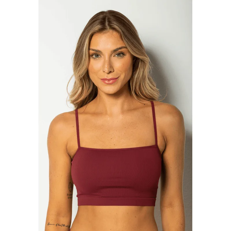 Top Cropped Alçinha Fina Microfibra Tamanho: 44 | Cor: Cranberry Juice