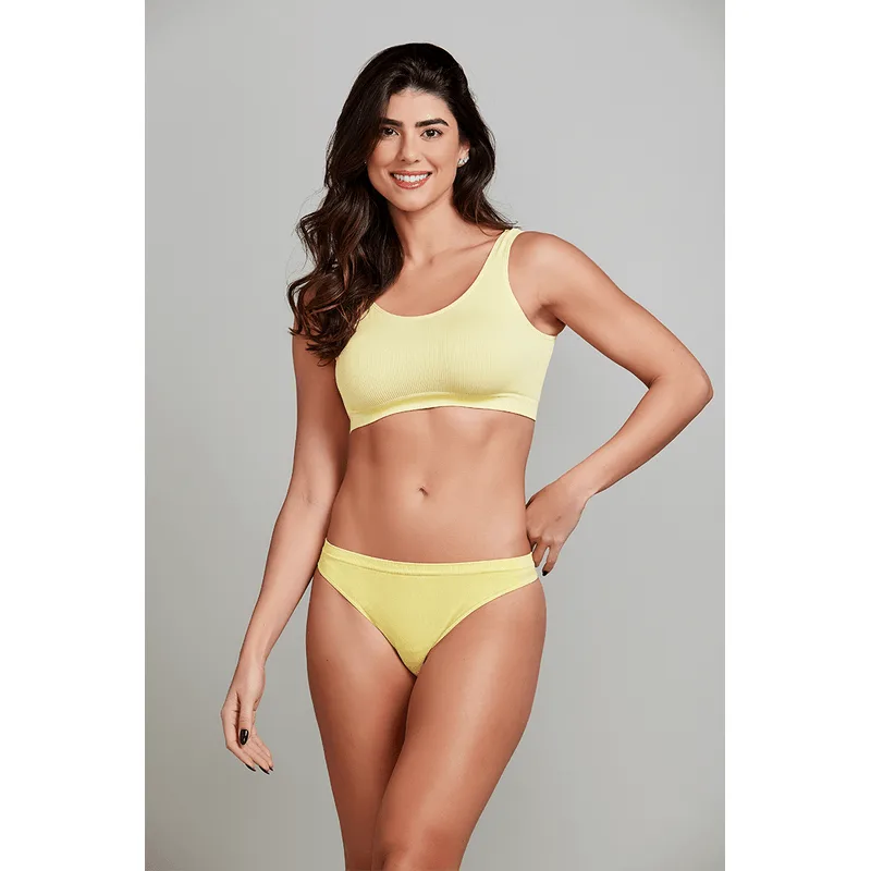 Calcinha Fio Dental Microfibra Tamanho: P | Cor: Amarelo