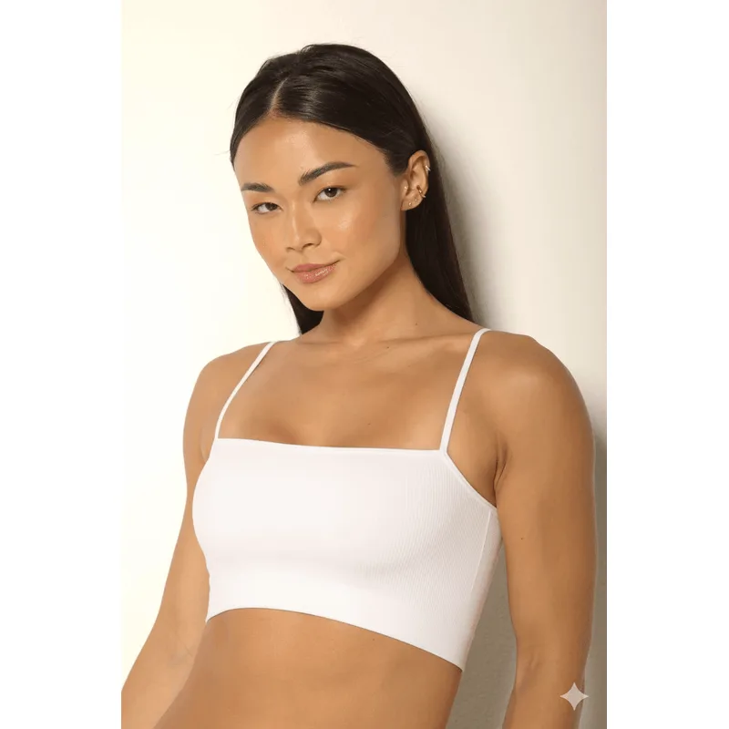 Top Cropped Alcinha Fina Microfibra Tamanho: 46 | Cor: Branco